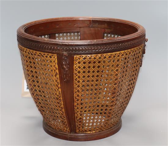 A carved mahogany waste paper basket height 26.5cm
